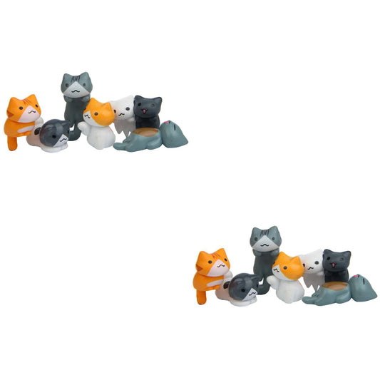 2 PCS Bonsai Plant Decorations Craft Miniatures Garden Korean Version PVC Landscape Cat Micro