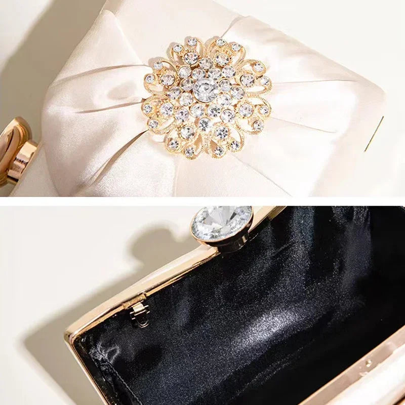 Elegant Rhinestone Decor Evening Bag, Classic Formal Dinner Handbag, Women's Stylish Clutch Purse For Party Wedding & Prom