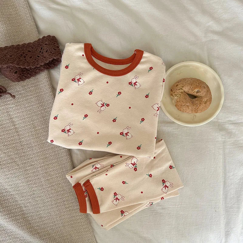 Children's Class A autumn and winter pajamas, boys and girls' wool stretcher home clothing, baby, small and large children's car