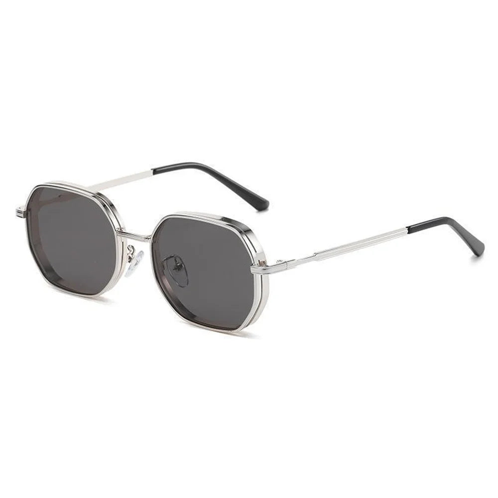 Vintage Metal Polygon Sunglasses Women Men Fashion Gradient Glasses Brand Designer Uv400 Shades Eyewear Driving Fishing Goggles