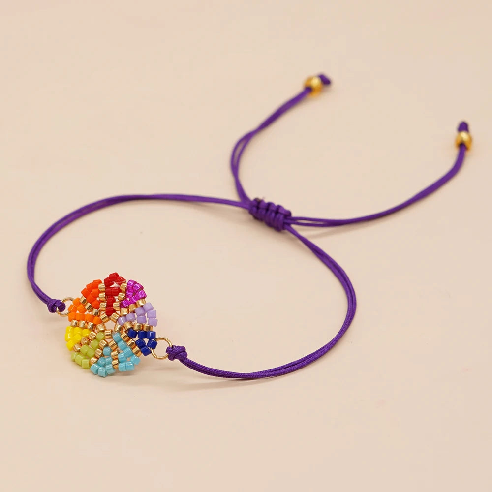 Boho Charm Bracelets Handmade Gift Evil Eye Lucky Jewelry for Women Teen Girl Colorful Daisy Flowers Beaded Miyuki Barcelet