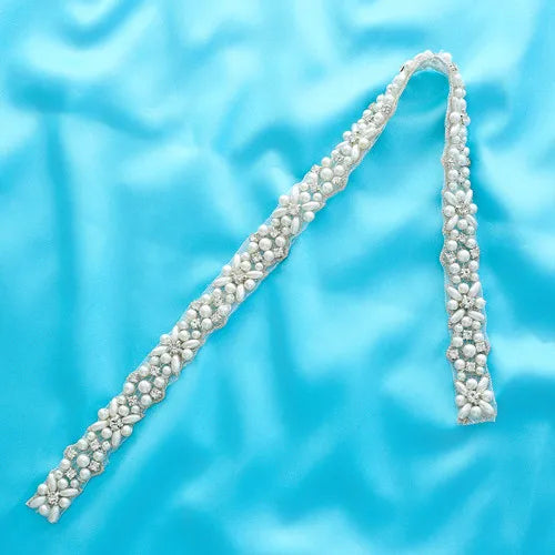 NZUK Crystal Bridal Sash Rhinestones Pearls Wedding Belt  Satin Bridal Belt And Sash For Wedding Decoration