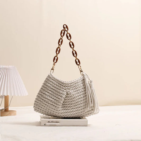 Straw Clutch Purse For Women Woven Beach Bag Summer Crochet Tote Handbag Purse Raffia Bag Casual Rattan Female Shoulder Bag