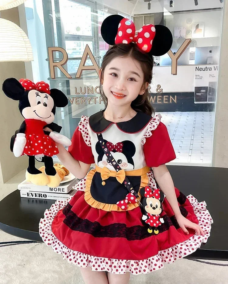 Miniso Children Clothing Kawaii Lolita Skirt Girl Outfits Cosplay Child Sets Costume Princess Dress Short Sleeve Kid Clothes