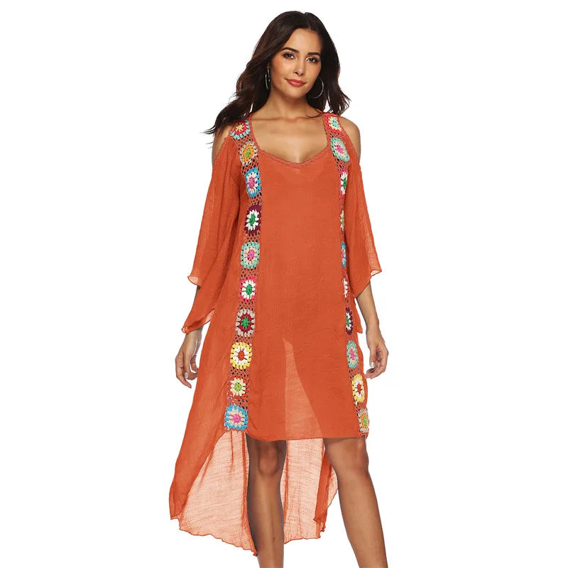Big Size Beach Cover Up Crochet Maxi Dress Swimwear Robe Cover-ups For Women Ups White Pareo Suit Swim Wear xxl Beachwear 2022
