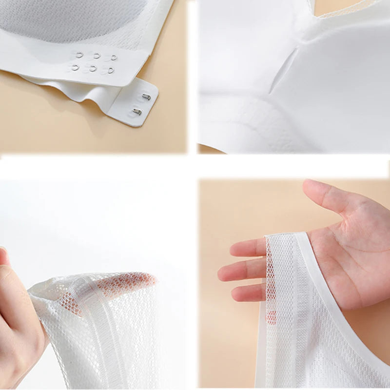 2pcs/set Tea Polyphenol Chest Side Buckle Seamless Women Underwear Lace Cross Beauty Back Gather Comfortable Woman Bra