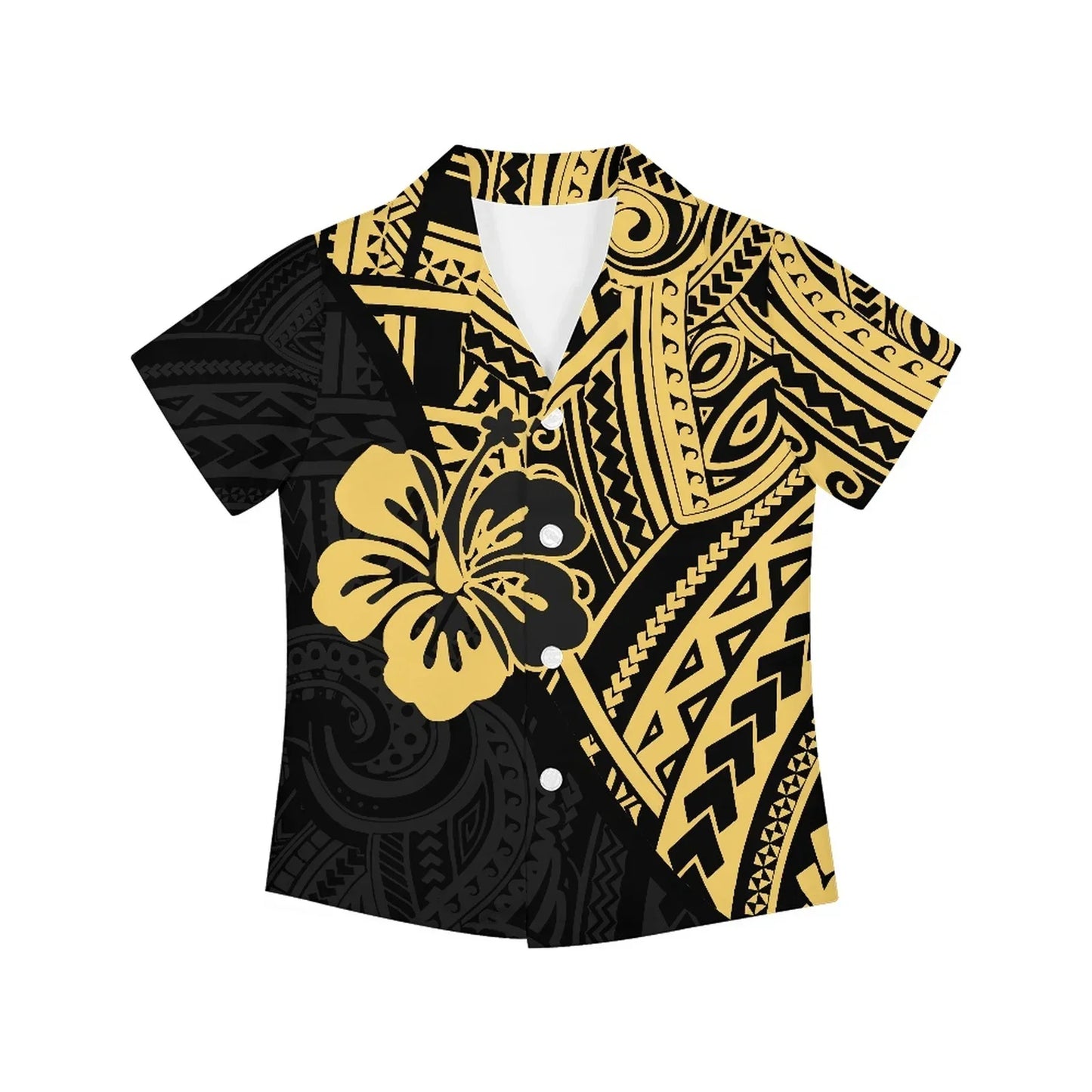 Polynesian Tribal Fijian Totem Tattoo Fiji Prints Children Shirts Fashion Short-sleeved Boys Shirts For Kids Blouses