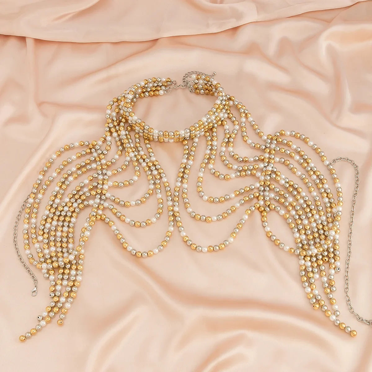 Premium Woven Shawl Sexy Tоy for Woman Chain Pearl Waist Jewelry Accessories Retro Women Apparel Exaggeration Body Fashion Belly