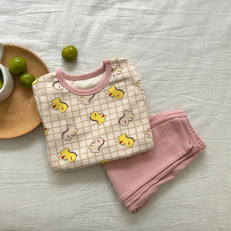 Children's Class A autumn and winter pajamas, boys and girls' wool stretcher home clothing, baby, small and large children's car