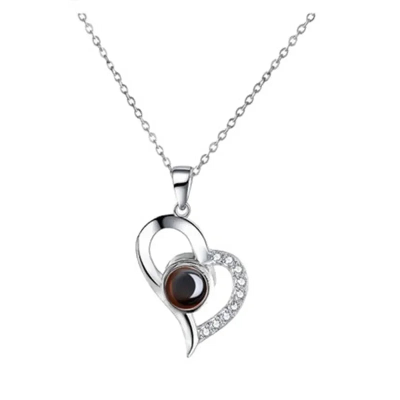 I Love You Necklace 100 Languages Projection Love Heart Necklace Heart Pendant for Women Valentines Day Gifts for WifeGirlfriend