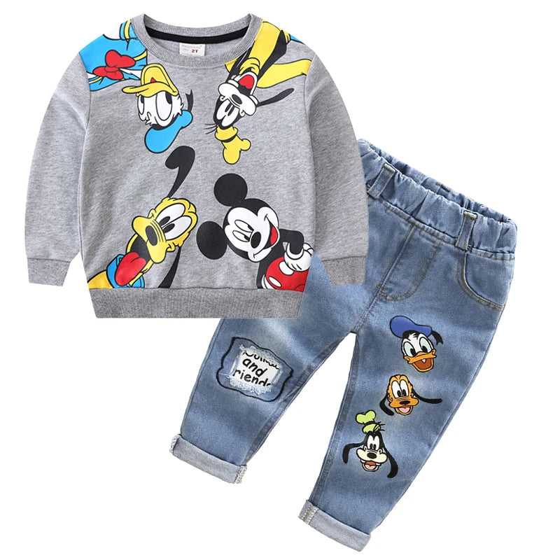 Neue Herbst Kinder Kleidung Set Kleinkind Jungen Kostüm Cartoon Mickey Maus Top Hosen für 2-6 Jahre Kinder Kleidung kind Sport Anzug 