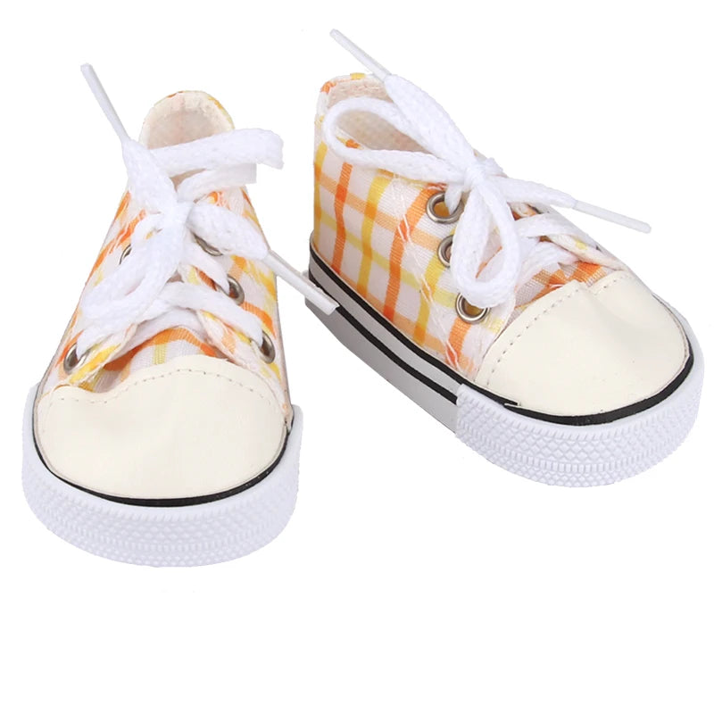 Canvas Cloth 7cm Shoes For 18 Inch American And 43cm New Born Baby Doll Shoes Clothes Accessories For Our generation Girl Dolls