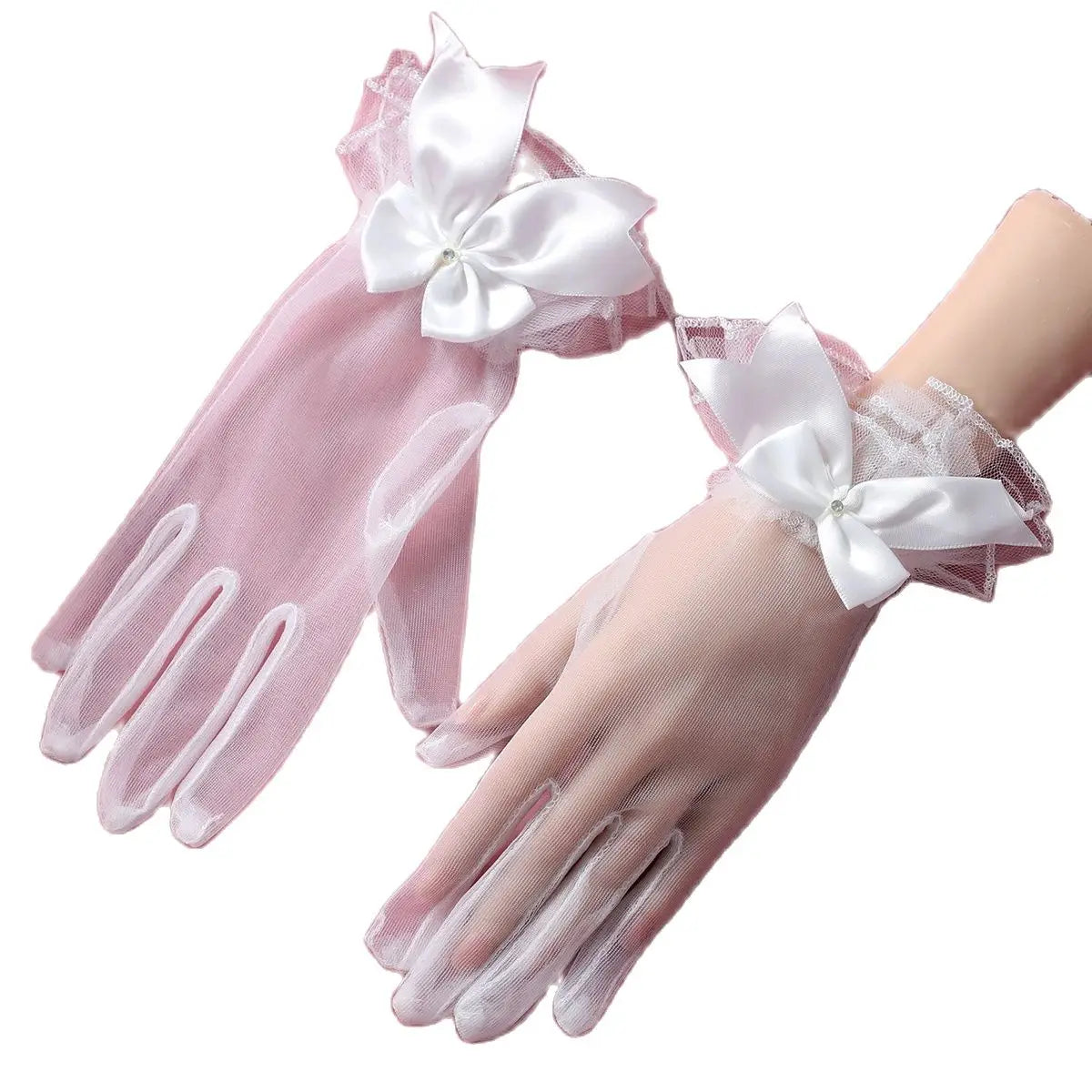Bridal Gloves Full Of Romantic Style Ladies' Cute Ball Party Dress Up Gloves With Bow