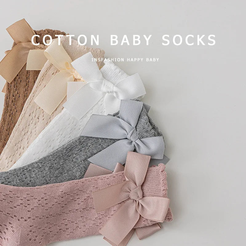 Baby Stuff Children Socks 0-3y Female Infant Summer Thin Mesh Breathable Newborn Knee High Cotton Socks Accessories Kids Clothes