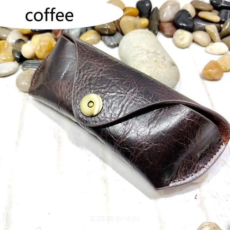 Blongk Glasses Case Waist Bag Genuine Leather Sunglasses Box Pocket Belt Pack Portable Men Women YJHd-55