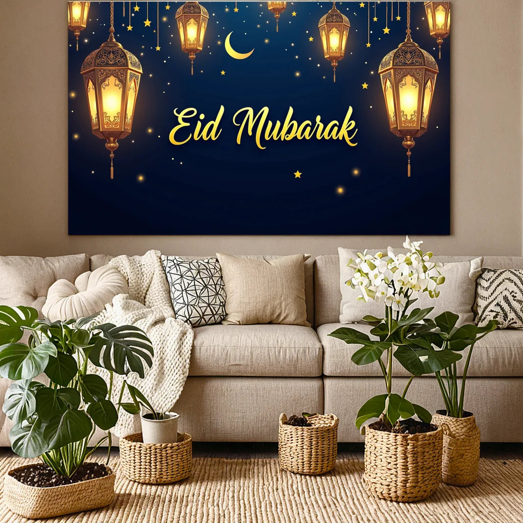 Eid Mubarak Banner Backdrop Background Ramadan Festival Decor Party Supplies Photography Props Decorations Islamic Celebration