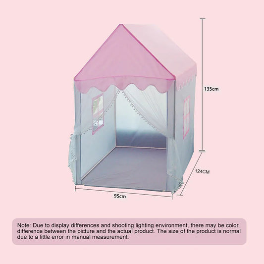 خيمة لعب أطفال كبيرة مقاس 1.35 متر خيمة أطفال قابلة للطي من Wigwam خيمة أطفال Tipi Baby Play House للبنات قلعة أميرة وردية هدايا ديكور غرفة الأطفال