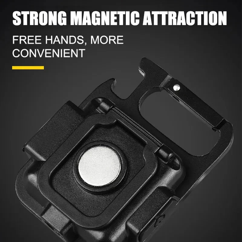 1800LM Mini COB Schlüsselanhänger LED Taschenlampe Ladelampe Campingleuchten mit Magnet 4 Beleuchtungsmodi für Camping Home Flaschenöffner 