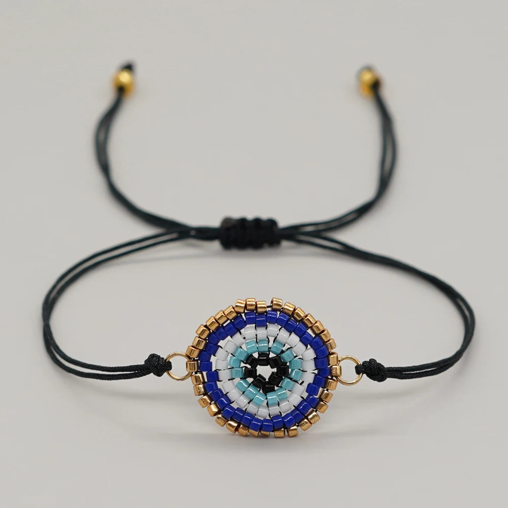 Boho Charm Bracelets Handmade Gift Evil Eye Lucky Jewelry for Women Teen Girl Colorful Daisy Flowers Beaded Miyuki Barcelet
