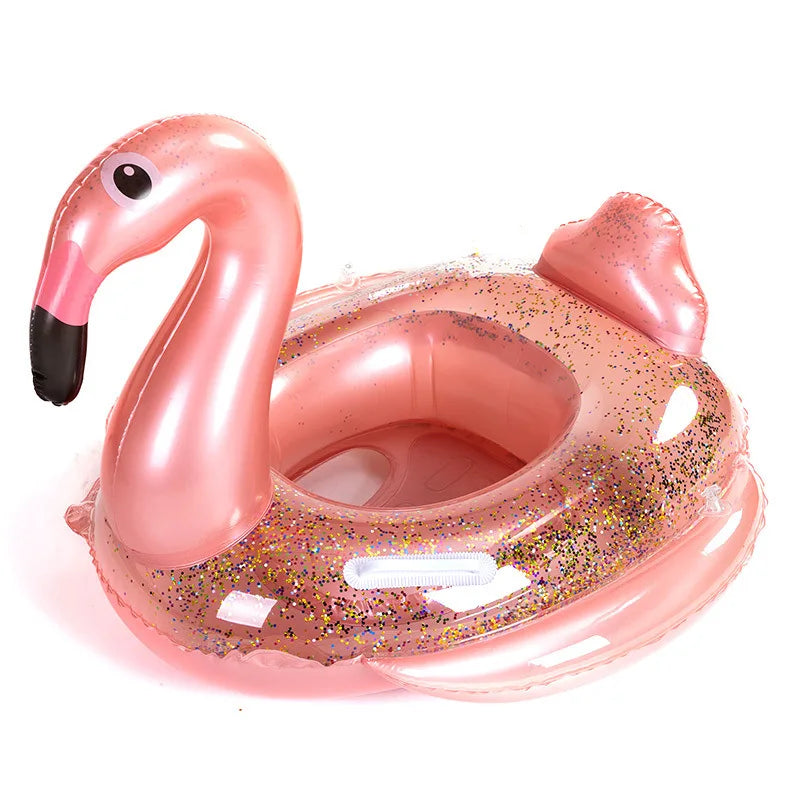 Rooxin Flamingo Swimming Circle Baby Infant Float Pool Swimming Ring With Sunshade Floating Seat Summer Beach Pool Party Toys