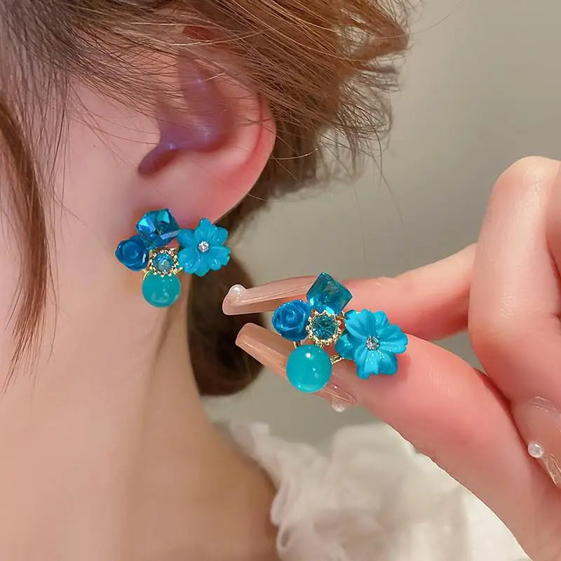 925 Silver Needle Green Crystal Butterfly Drop Earrings For Women Korean Jewelry 2024 Trending Fairy Luxury Women's Earrings New