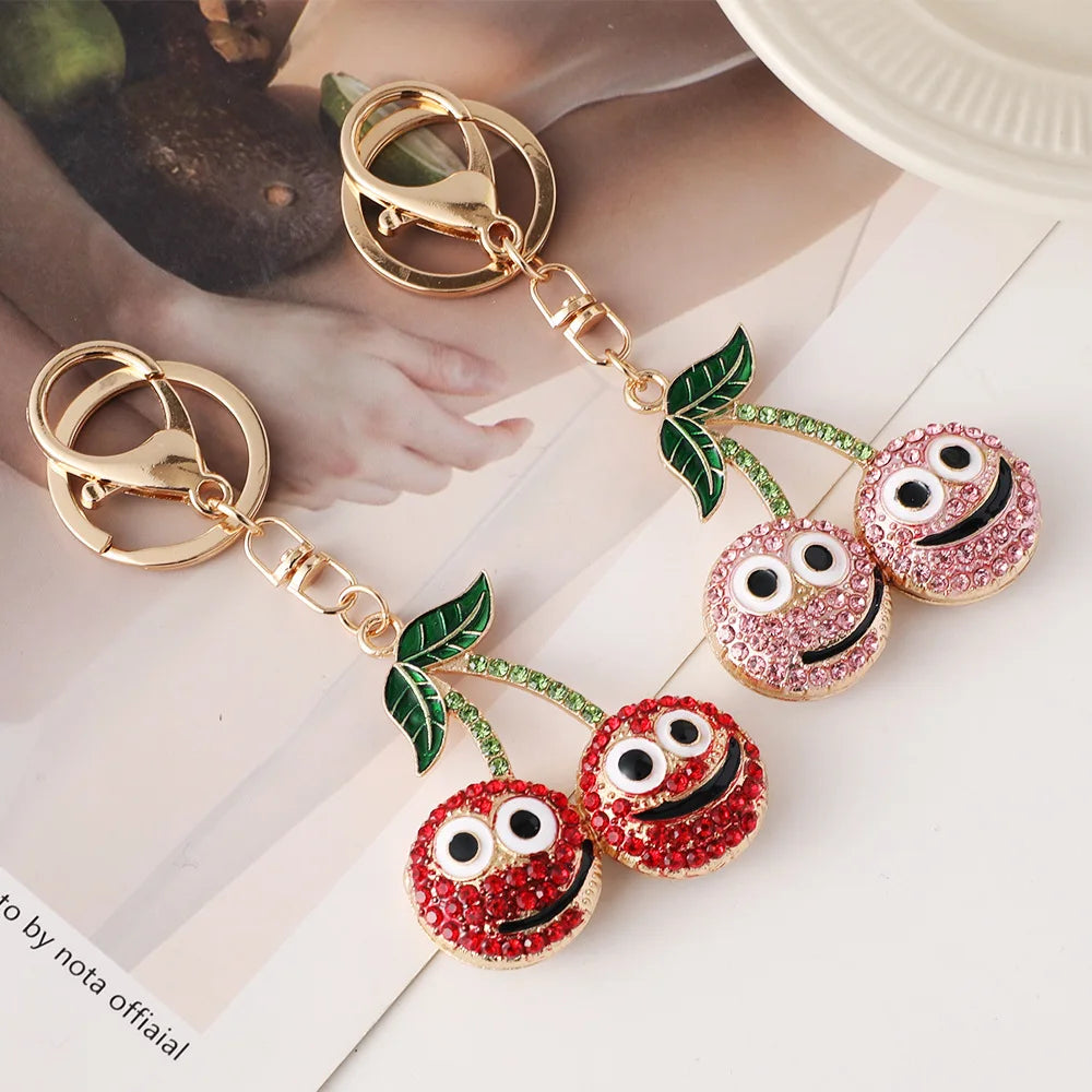Cute Cherry Pendants Women's Bag Charms Gold Plated Keychains Bag Accessories