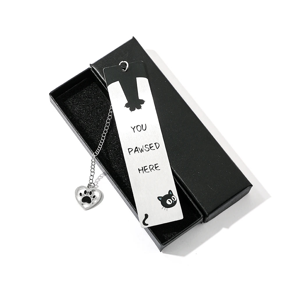 Cute Kitten Bookmark: "You Stop Here" - Stainless Steel Pendant - Perfect Gift for Cat Enthusiasts and Book Enthusiasts