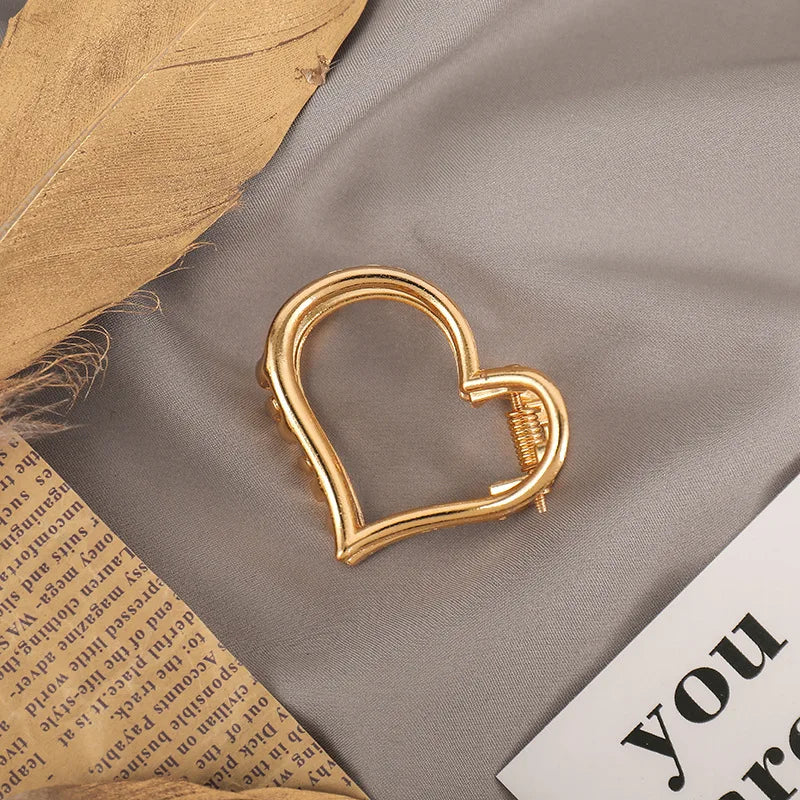 2024 New Fashionable Women's Gold Small Geometry Back Head Clip Korean Elegant Style Minimalist Shower Hair Accessories