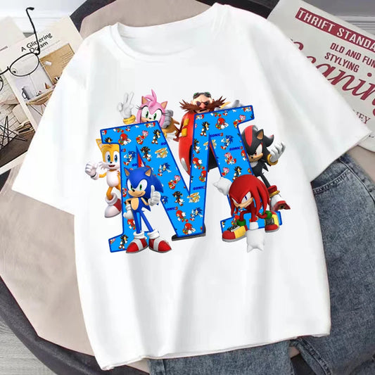 Sonics Kids Summer Cotton T-shirt Boy Short Sleeve Tops Anime Printed Clothing Children Cartoon Cute Tee Clothes Xmas Gifts 2025