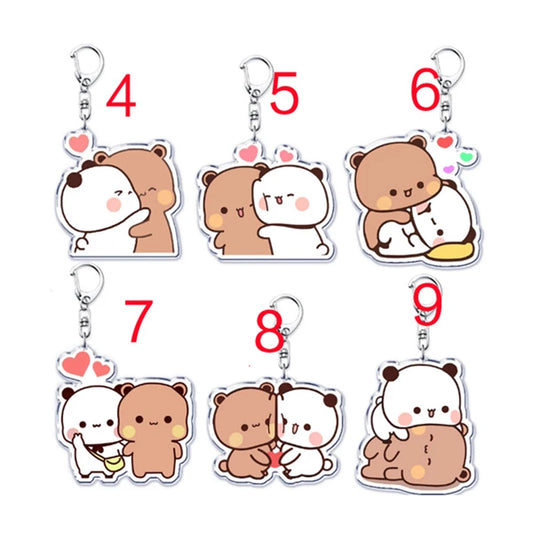 Cute Bubu Dudu Keychains Baby Grey Bear White Panda Keyring for Accessories Bag Pendant Key Chain Jewelry Fans Couple Love Gifts