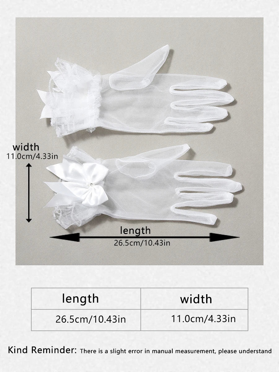 Bridal Gloves Full Of Romantic Style Ladies' Cute Ball Party Dress Up Gloves With Bow