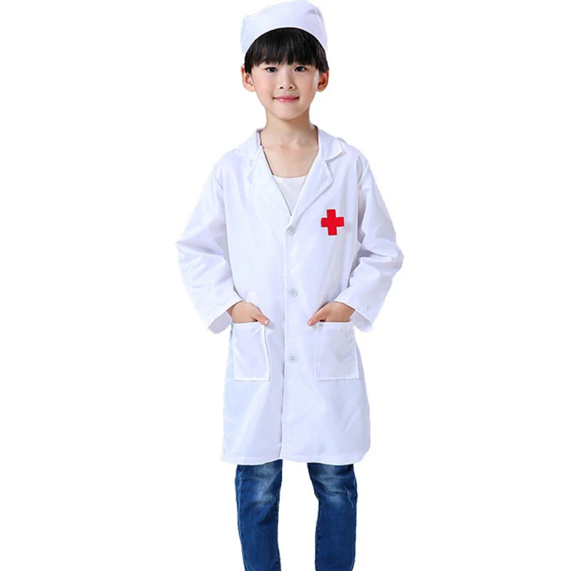 Kinder Cosplay Kleidung Jungen Mädchen Arzt Krankenschwester Uniformen Ausgefallene Kleinkind Weihnachten Weihnachten Rollenspiel Kostüme Party Wear Arztkittel