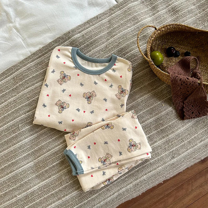 Children's Class A autumn and winter pajamas, boys and girls' wool stretcher home clothing, baby, small and large children's car