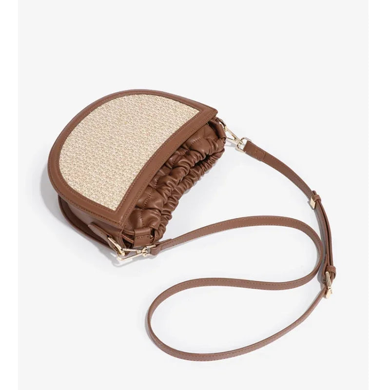 Fashion Straw Women Shoulder Bag Designer Female Composite  Handbags Handamde Woven Summer Beach Bag Chain Small Purse 2024