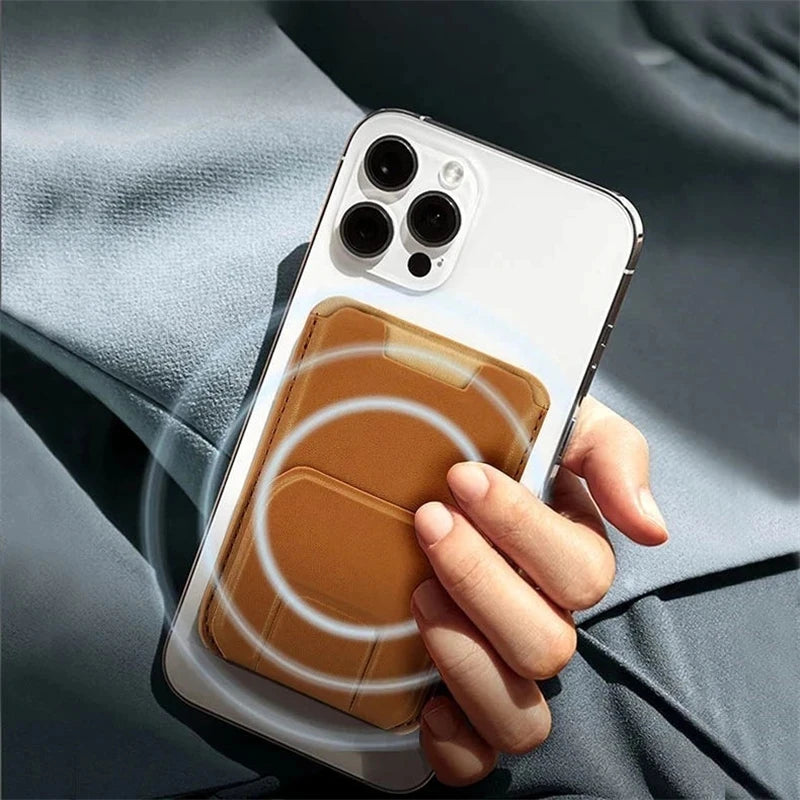 Magnetische Kickstand-Geldbörse mit Ständer, Telefonkartenhalter, Hülle für MagSafe iPhone 13 12 14 Pro Max, Mag Safe Rückseite mit Lederbezug 
