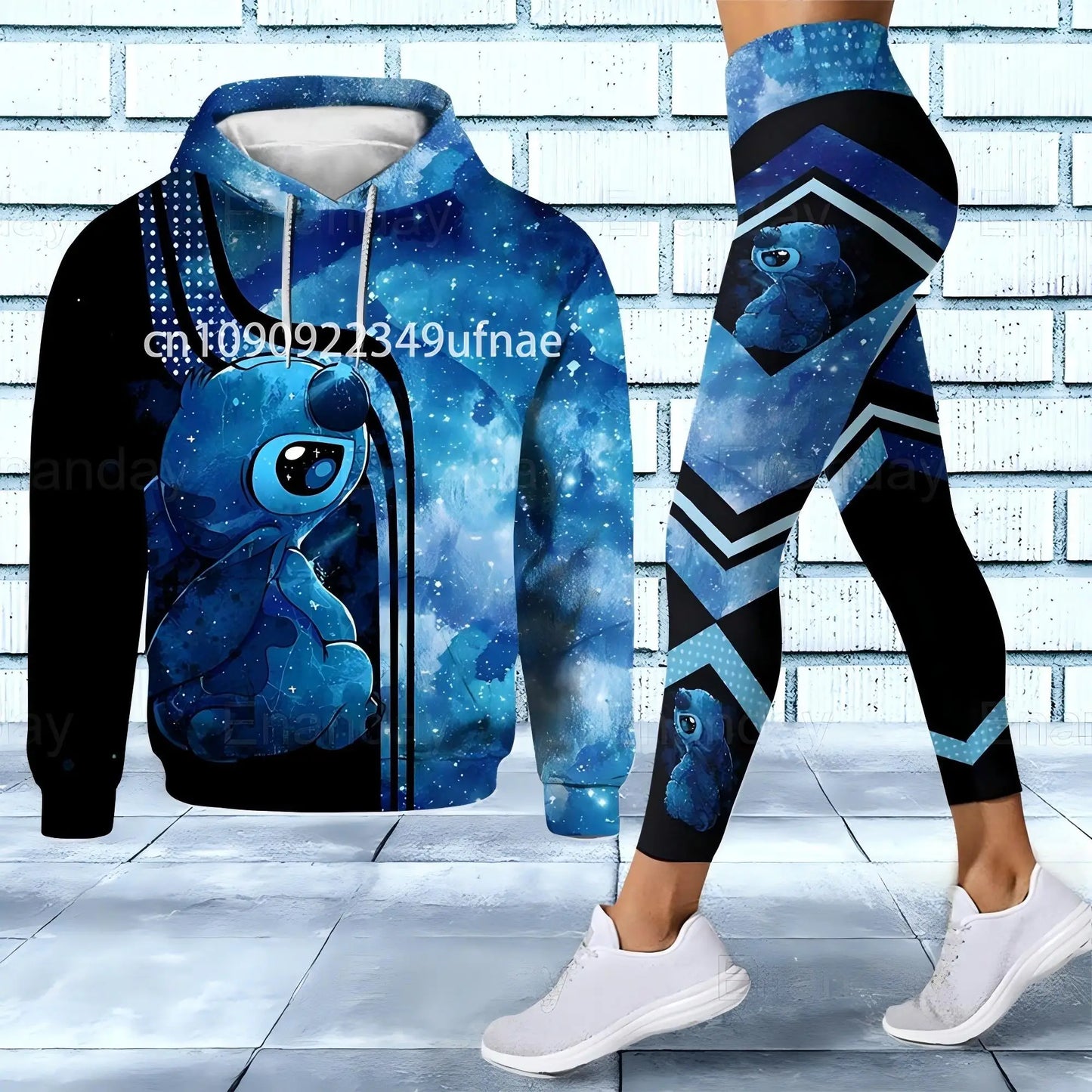 2025 Disney 3D hoodie sports yoga pants Stitch Fashion Women's tracksuit 3D