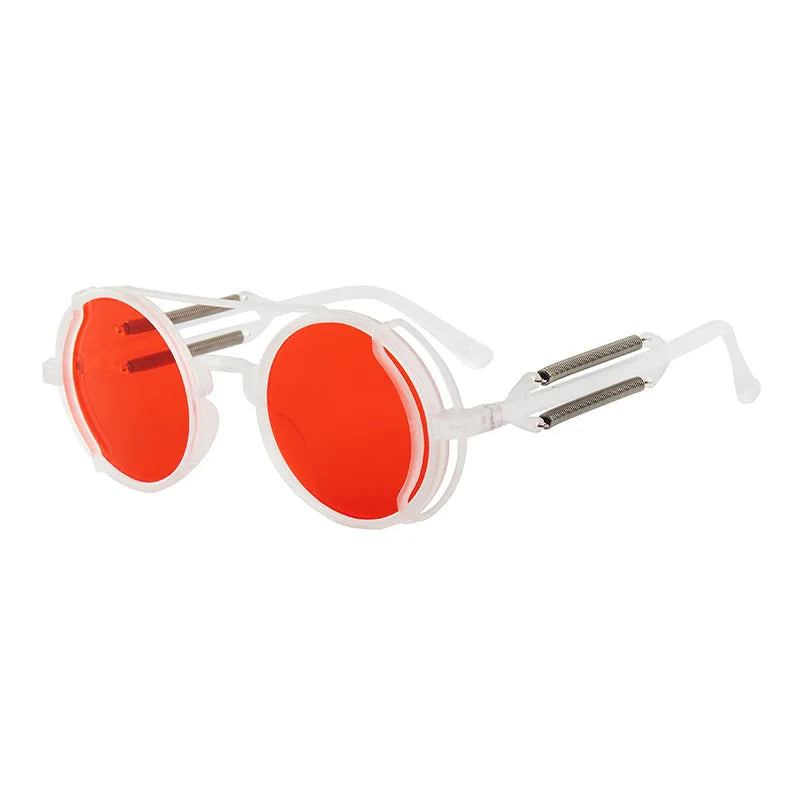 Classic Gothic Steampunk Sunglasses Double Spring Leg Glasses Men's Brand Designer Round Punk Eyewear Women UV400 Protection