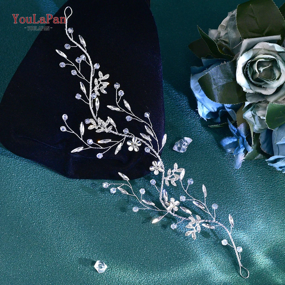 YouLaPan Bridal Crystal Belt Women Wedding Dress Sash Evening Gown Rhinestone Belt Silver Color