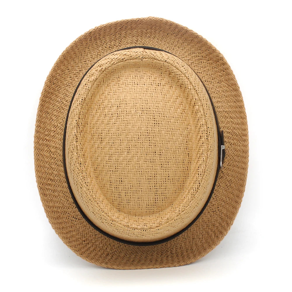 Men Women Straw Pork Pie Hats Summer Sunhat Boater Caps Sailor Sombrero Beach Fedora Trilby Outdoor Travel US Size 7 1/4 UK L