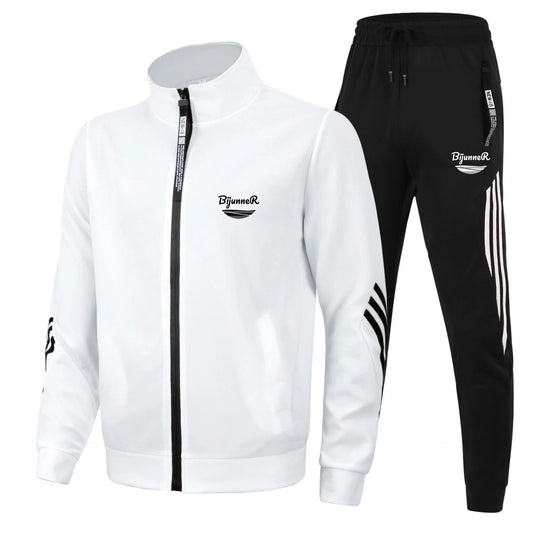 High Quality Running cardigan slim-fit Sweatshirt+Sweatpants 2 Piece Sets Outdoor Sports Casual Sportswear Brand Spring Autumn