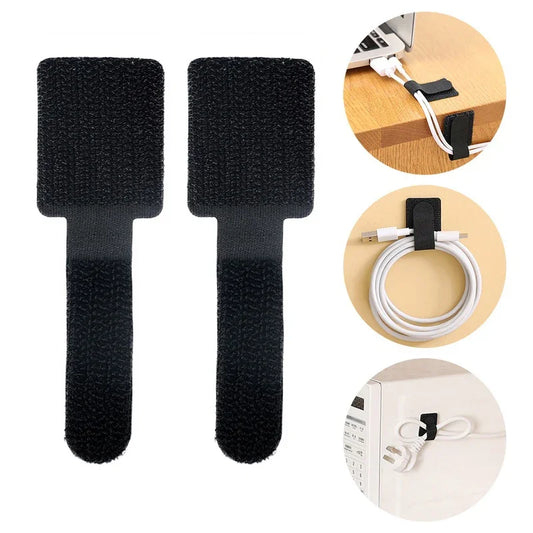 10pcs Reusable Cable Ties Fastening Wire Organizer Cord Rope Holder Self Adhesive Adjustable Cord Organizer Straps Desk Manageme