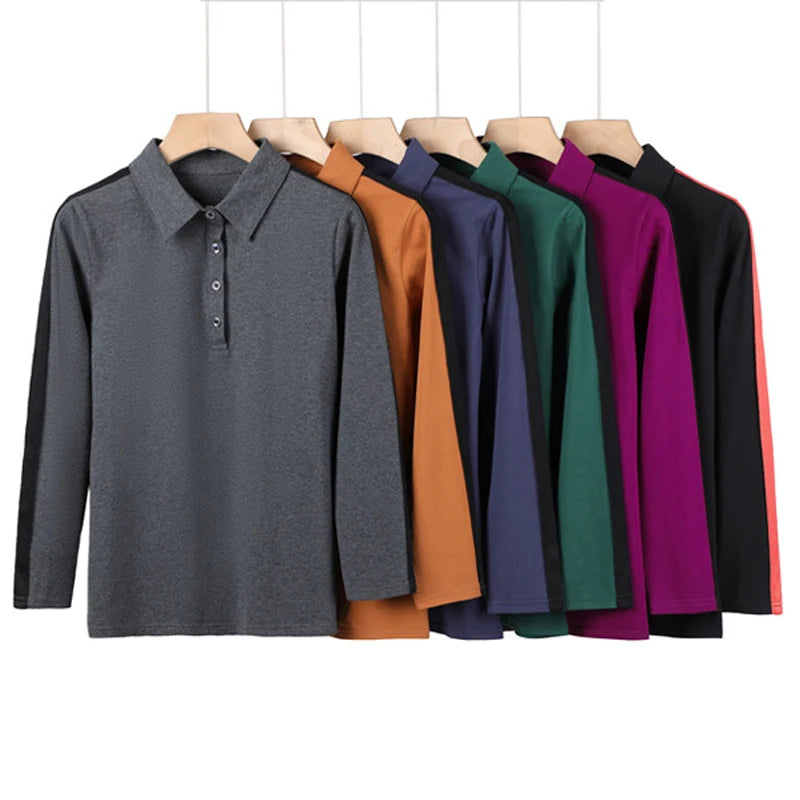 HI-FASHION Women Cotton Shirt Korean Casual Office Female Blouse Tops Spring Lapel  temperament Long Sleeve Slim woman tshirt