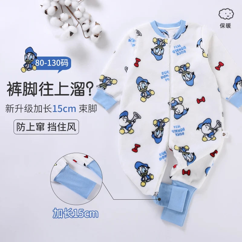 2T-6T Toddler Baby Footed Pajamas Kid Winter Flannel Nightgowns Sleeping Bag Long Sleeve Zipper Sleep Sack Onesie Play Coverall