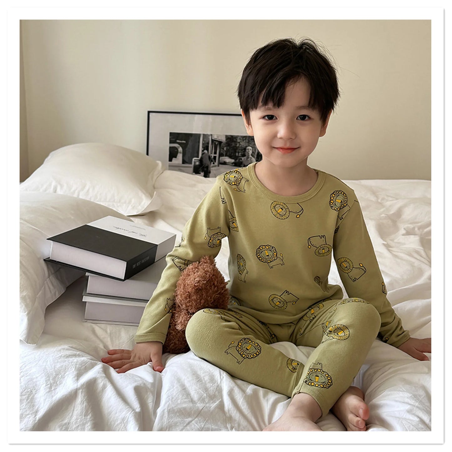 Children's Class A autumn and winter pajamas, boys and girls' wool stretcher home clothing, baby, small and large children's car