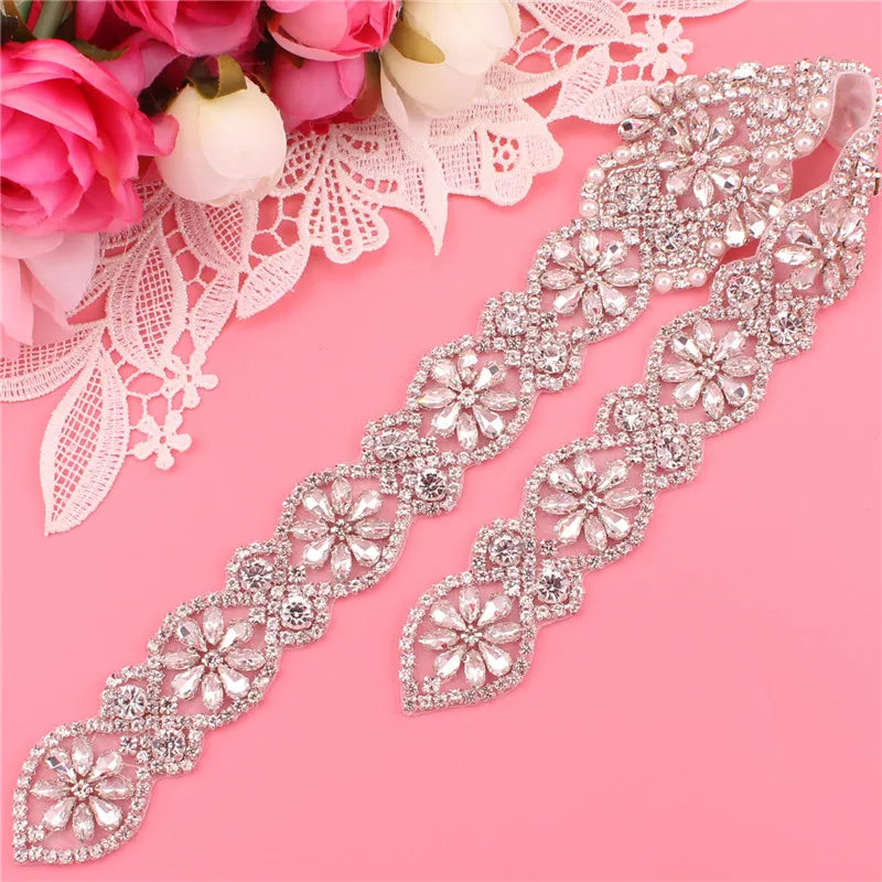 Crystal bridal belt with ribbons, handmade silver wedding belt, cookie patient belt for wedding evening dresses