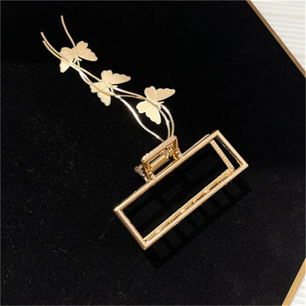 Temperament Hollow Butterfly Hair Claws Nonslip Elegent Golden Clips With Butterfly Tassel Hairband  Hair Accessories
