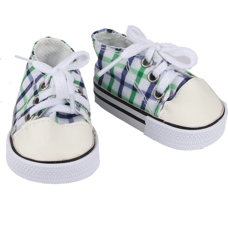 Canvas Cloth 7cm Shoes For 18 Inch American And 43cm New Born Baby Doll Shoes Clothes Accessories For Our generation Girl Dolls
