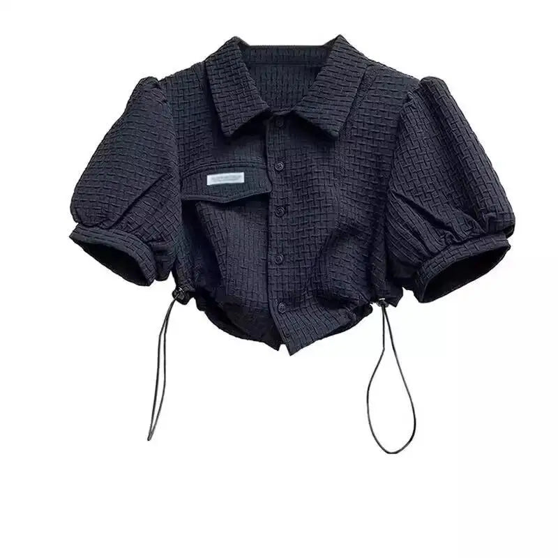 2025 Summer New Chic Tracksuit Matching Set Girl Casual Short Short-sleeved Top+Loose Cargo Pants Two Piece Female Clothes Suit