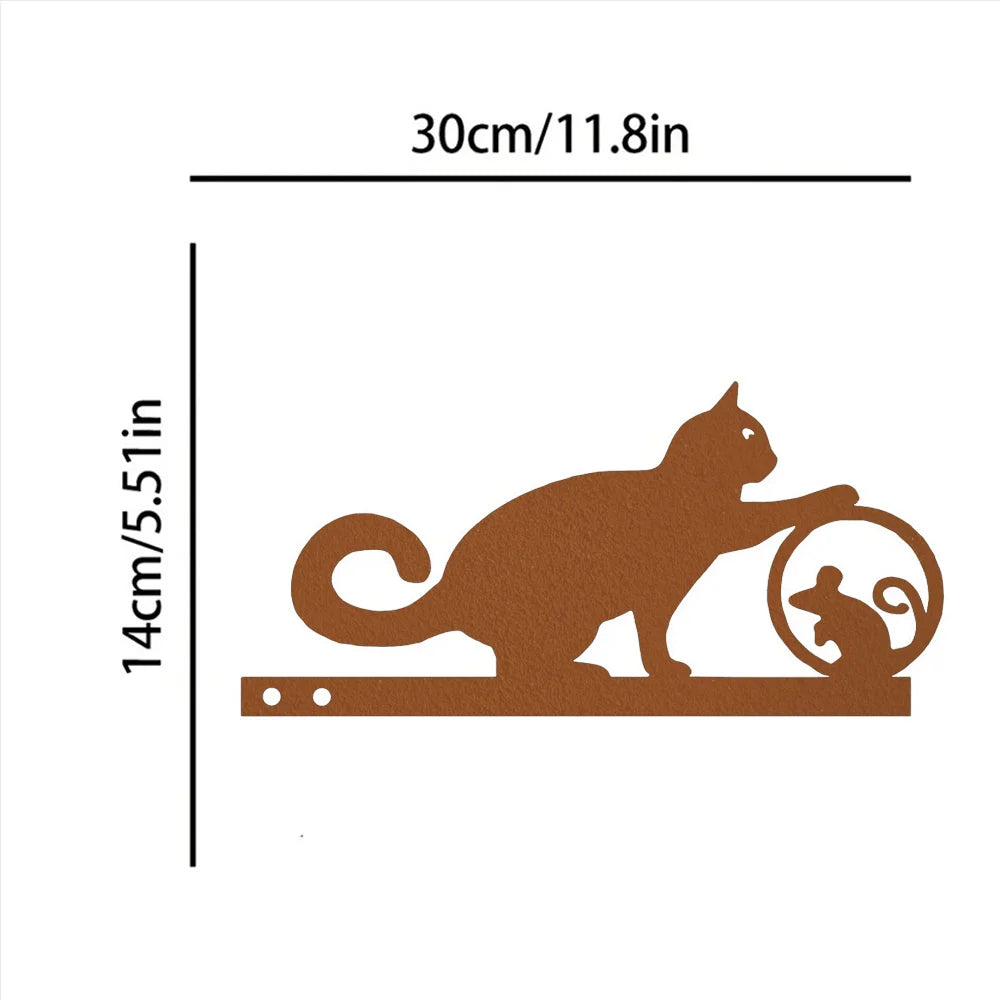 Cat Family Garden Stakes Decorative Cute Cat Garden Decorative Silhouette Animal Outdoor Statues For Cat Yard Garden Lawn