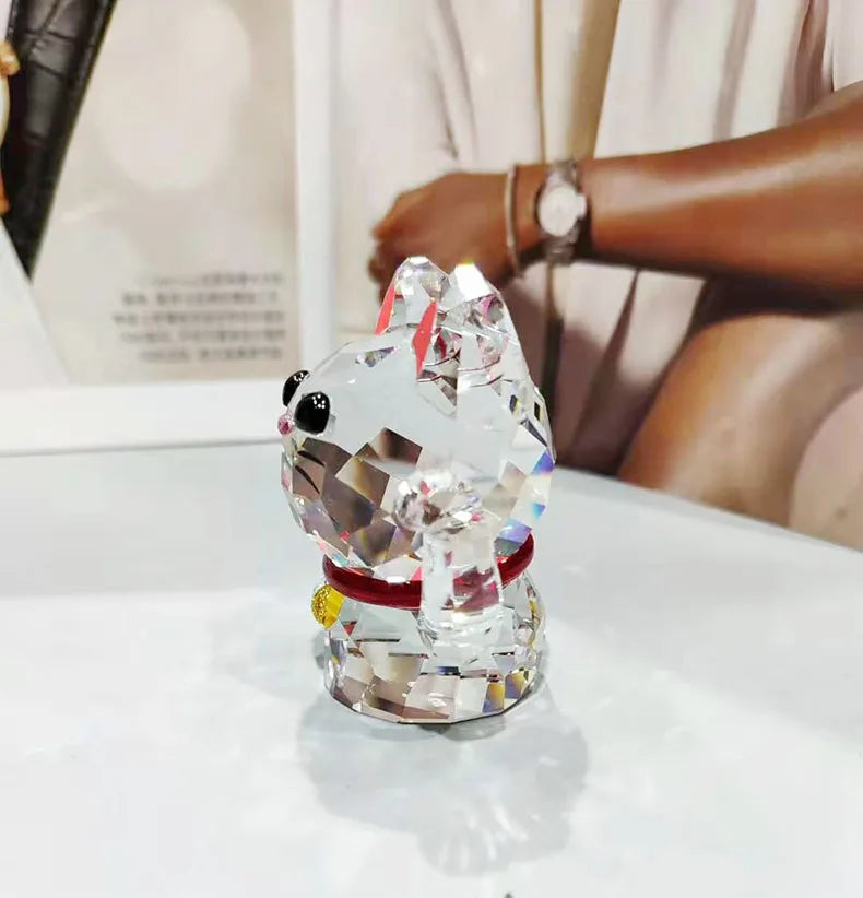 Crystal Lucky Cat Figurines Ornament Fortune  Cat Paperweight Collection Craft  Favorite Christmas Gift Home Decoration